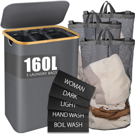 160 L  Laundry Hamper Grey