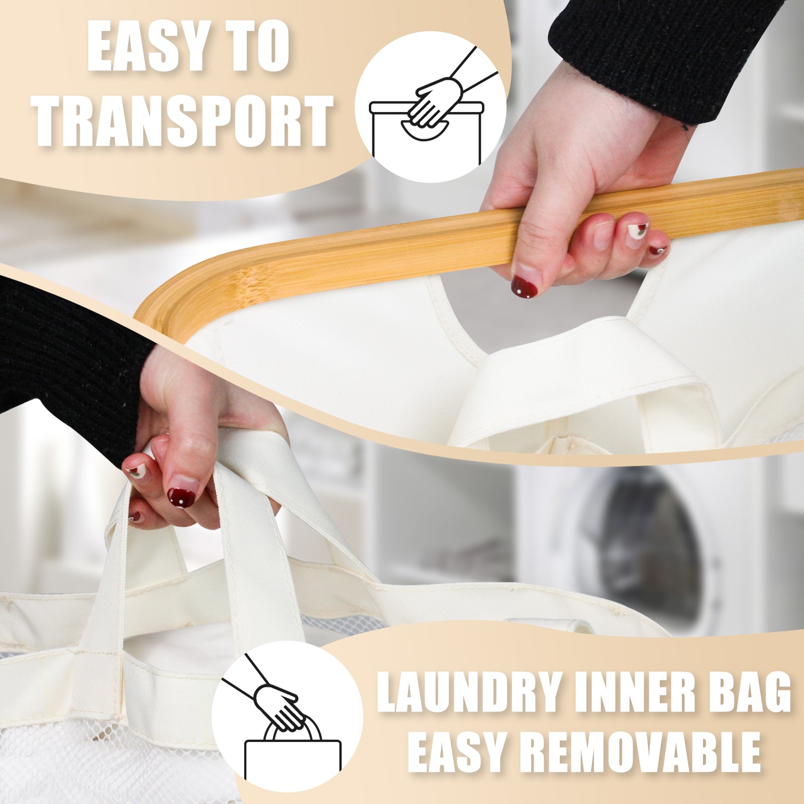Extra Large Laundry Hamper with Lid  Tall Foldable Laundry Basket wit –  Bathola